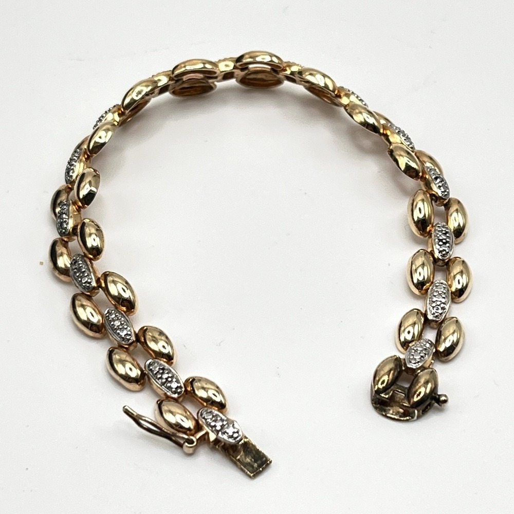 Vintage Ross Simons Panther Link Bracelet Gold Over 925 Sterling Vermeil 6.5" - Picture 3 of 6